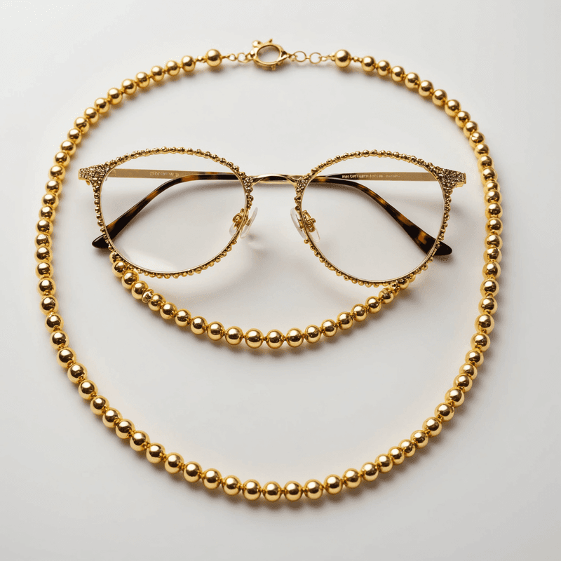 Cordon de Lunettes Perles Dorées