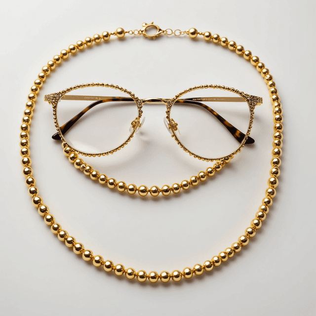 Cordon de Lunettes Perles Dorées